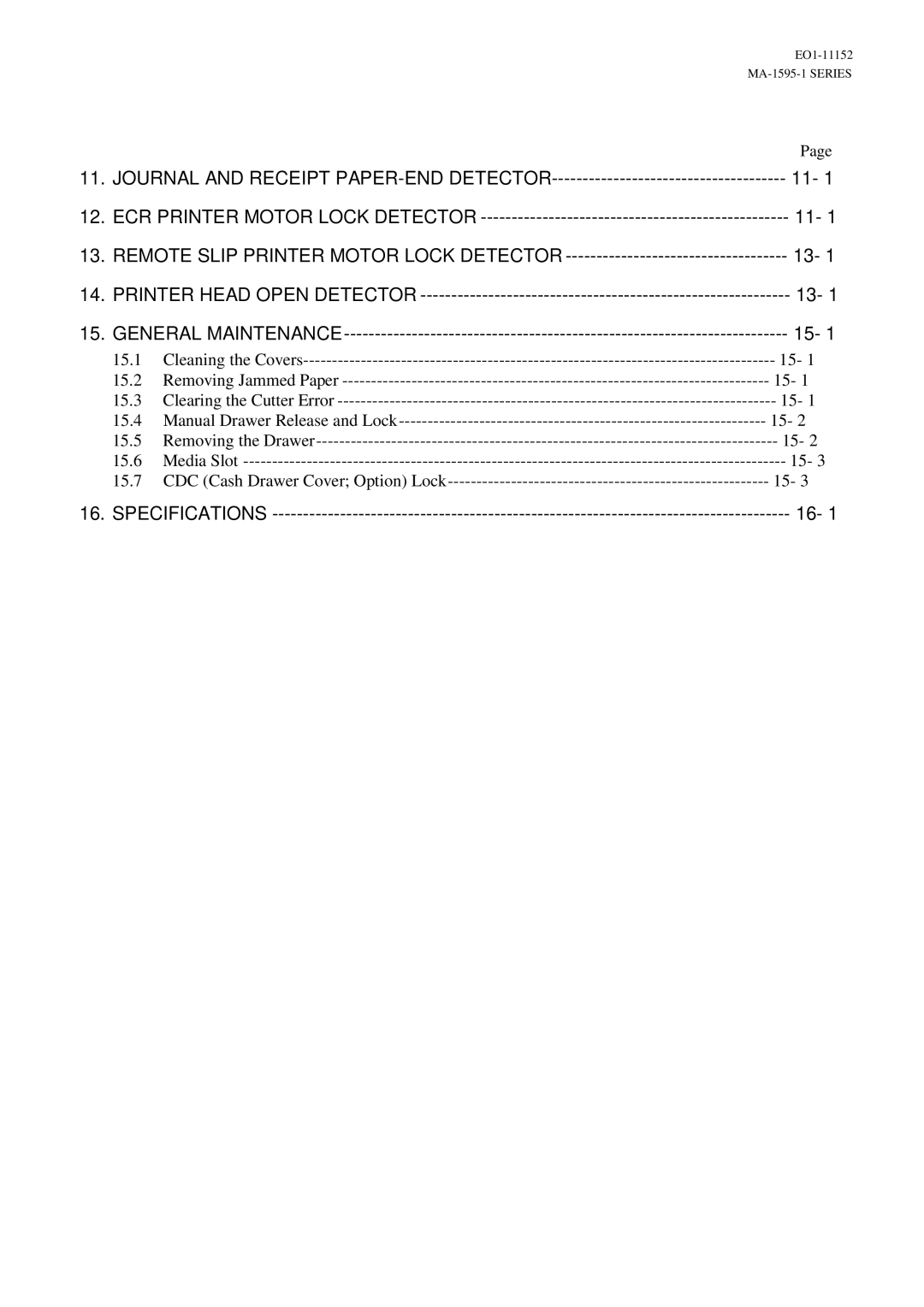 Toshiba MA-1595-1 Series owner manual Specifications, Clearing the Cutter Error, Media Slot 