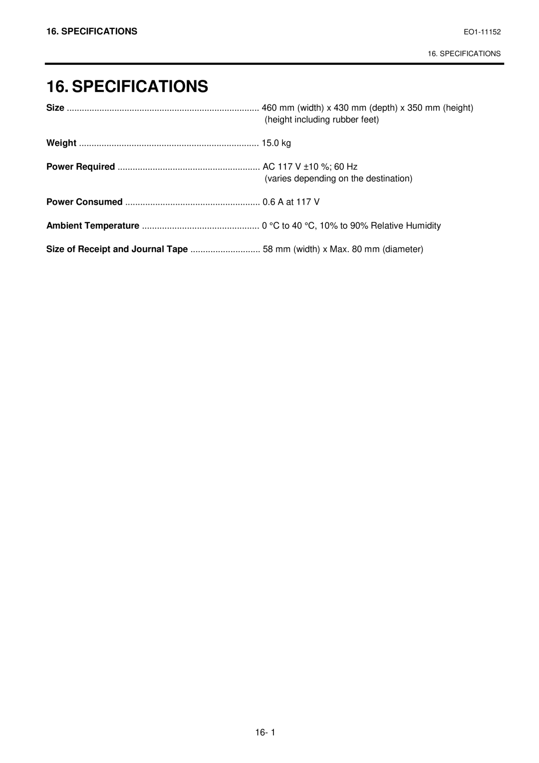 Toshiba MA-1595-1 Series owner manual Specifications 