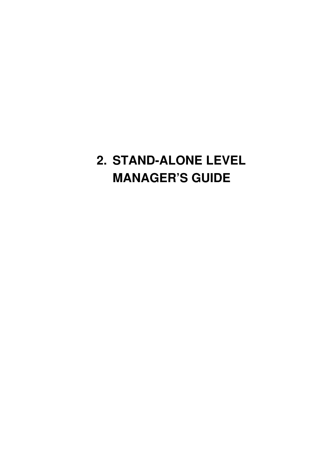 Toshiba MA-1595-1 Series owner manual STAND-ALONE Level MANAGER’S Guide 