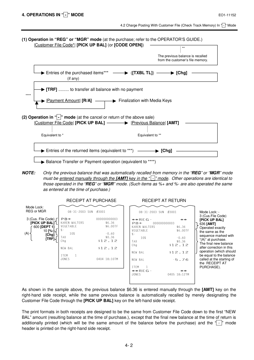 Toshiba MA-1595-1 Series owner manual Customer File Code*PICK UP BAL or Code Open, Entries of the purchased items 