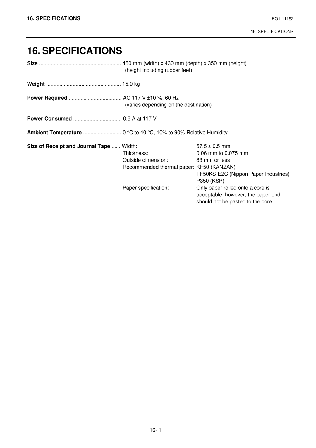 Toshiba MA-1595-1 owner manual Specifications 