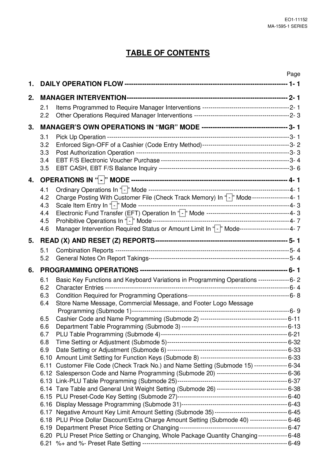 Toshiba MA-1595-1 Daily Operation Flow, Combination Reports General Notes On Report Takings, Programming Submode 