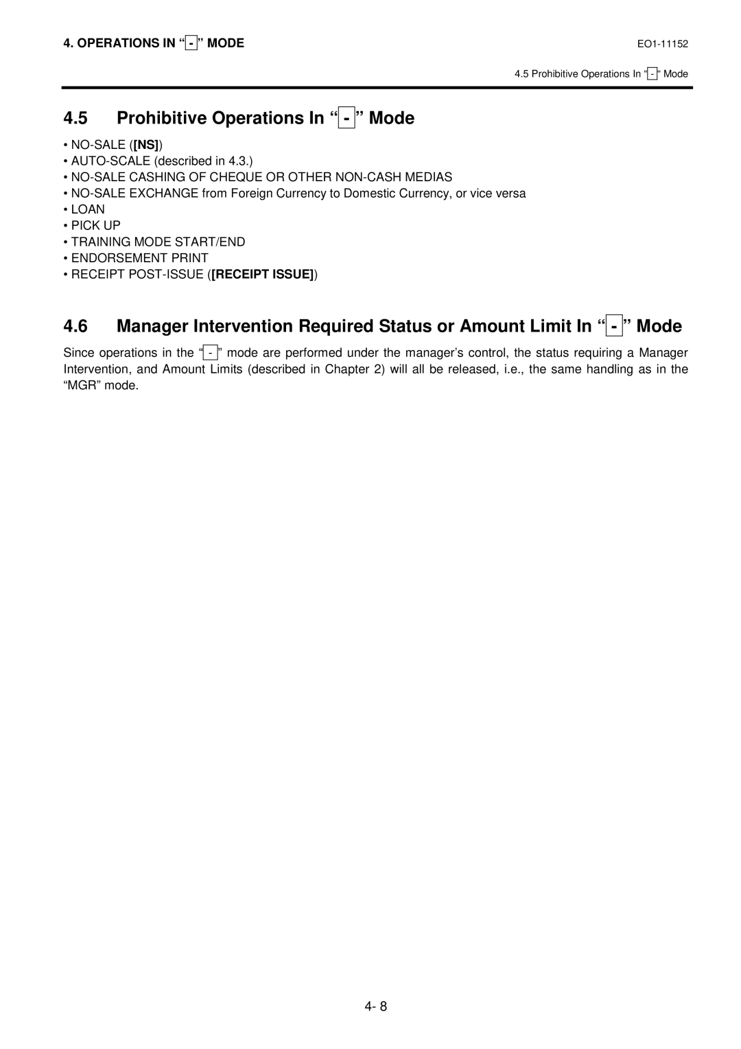 Toshiba MA-1595-1 owner manual Prohibitive Operations In Mode, NO-SALE NS AUTO-SCALE described 