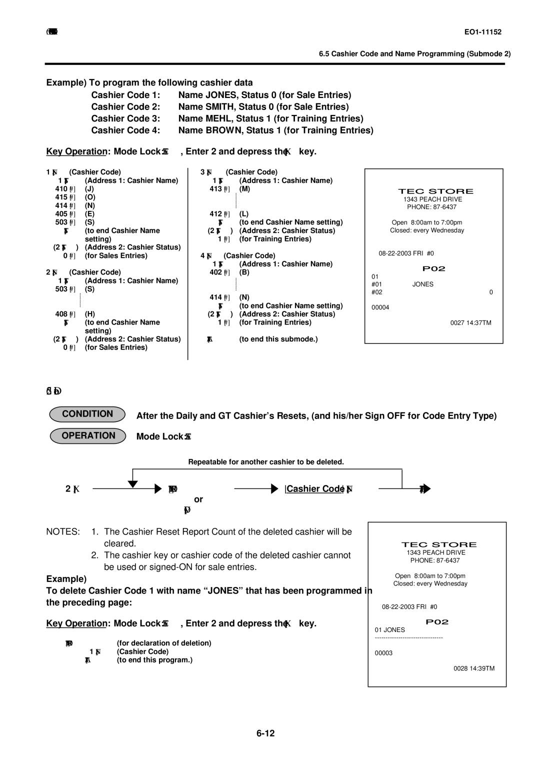 Toshiba MA-1595-1 owner manual Deletion, Item CORRCashier Code NS, Void AT/TL 