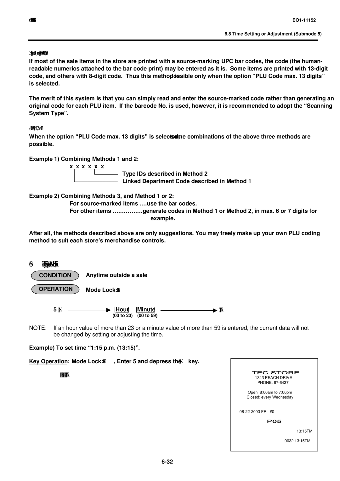 Toshiba MA-1595-1 Time Setting or Adjustment Submode, Using Bar codes source-marking EAN or UPC bar codes, 1 5 AT/TL 