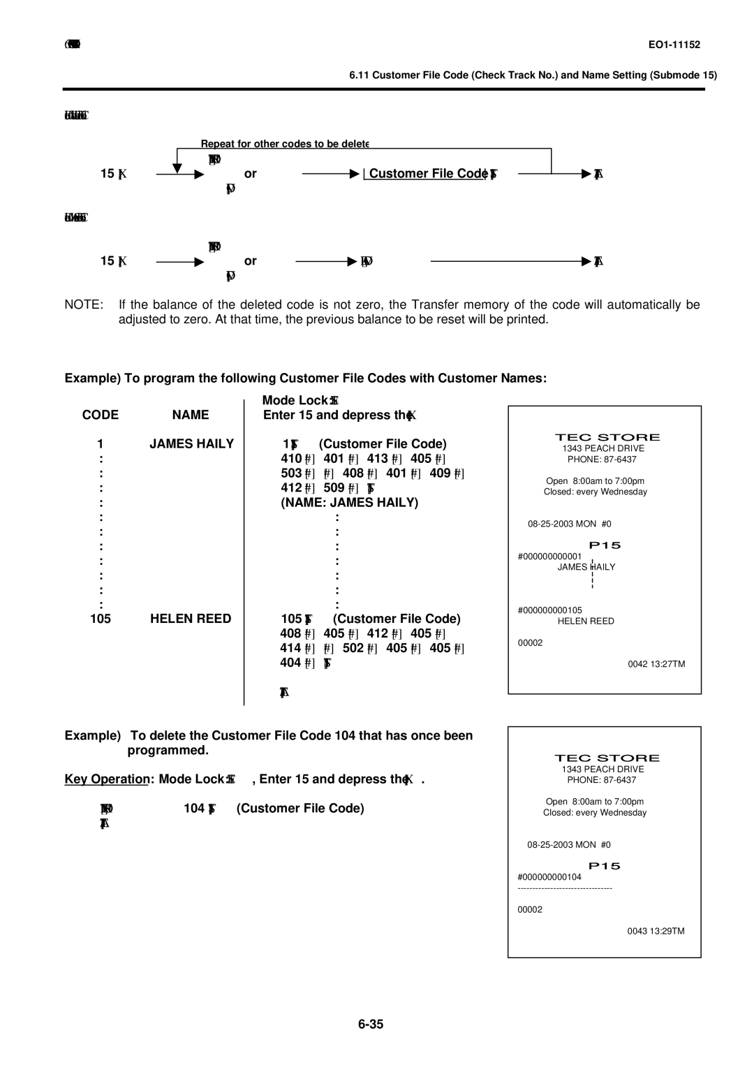 Toshiba MA-1595-1 Deletion of Individual Customer File Codes, Customer File Code ST, Deletion of All Customer File Codes 