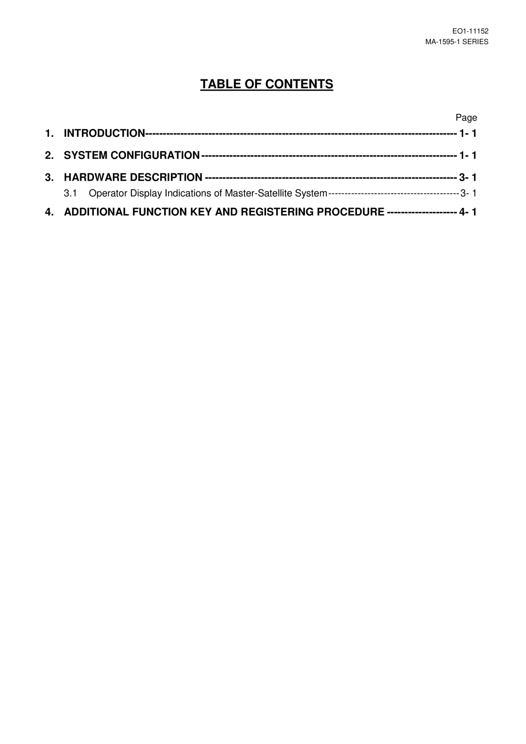 Toshiba MA-1595-1 owner manual Introduction System Configuration, Operator Display Indications of Master-Satellite System 