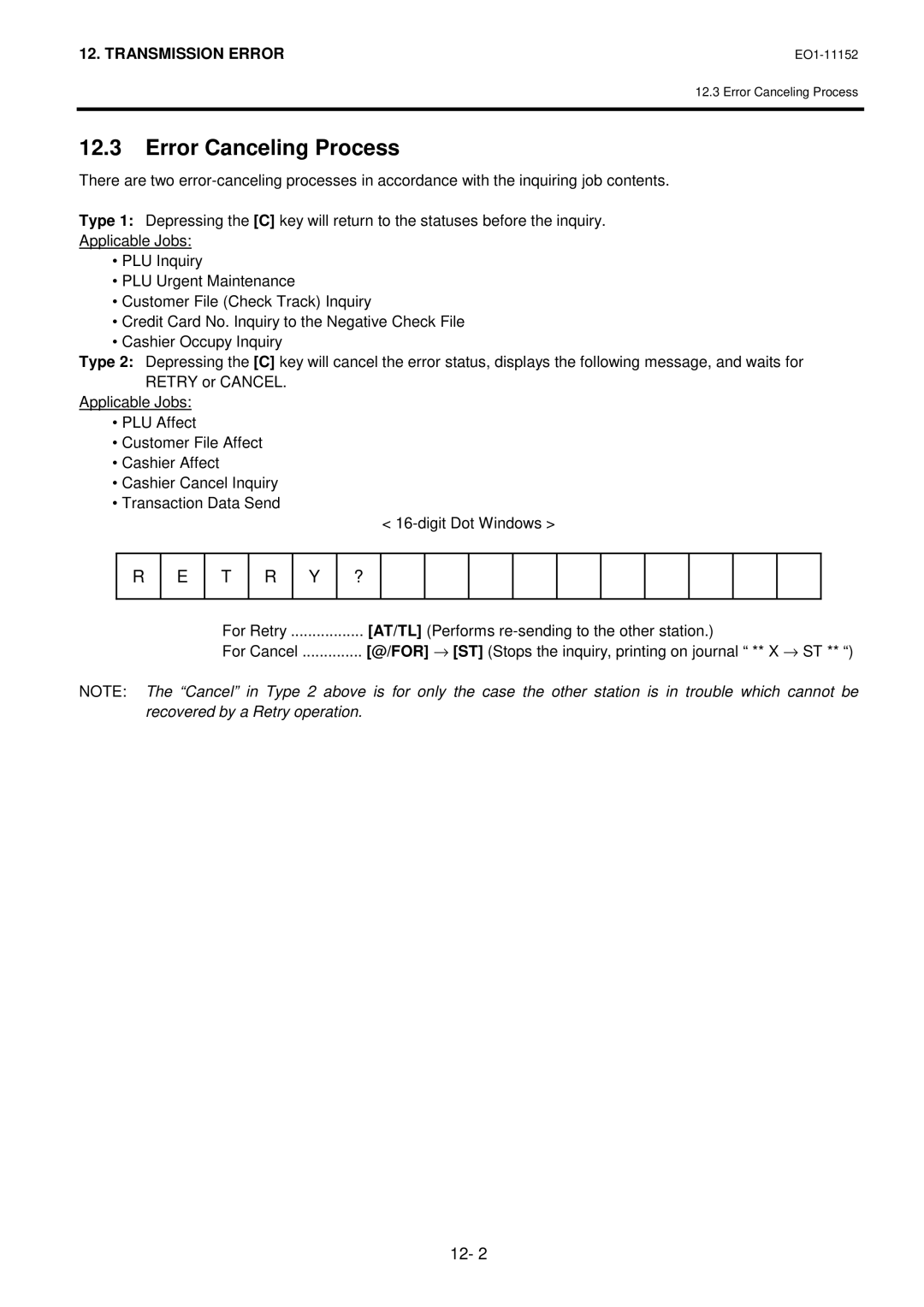 Toshiba MA-1595-1 owner manual Error Canceling Process, AT/TL Performs re-sending to the other station 