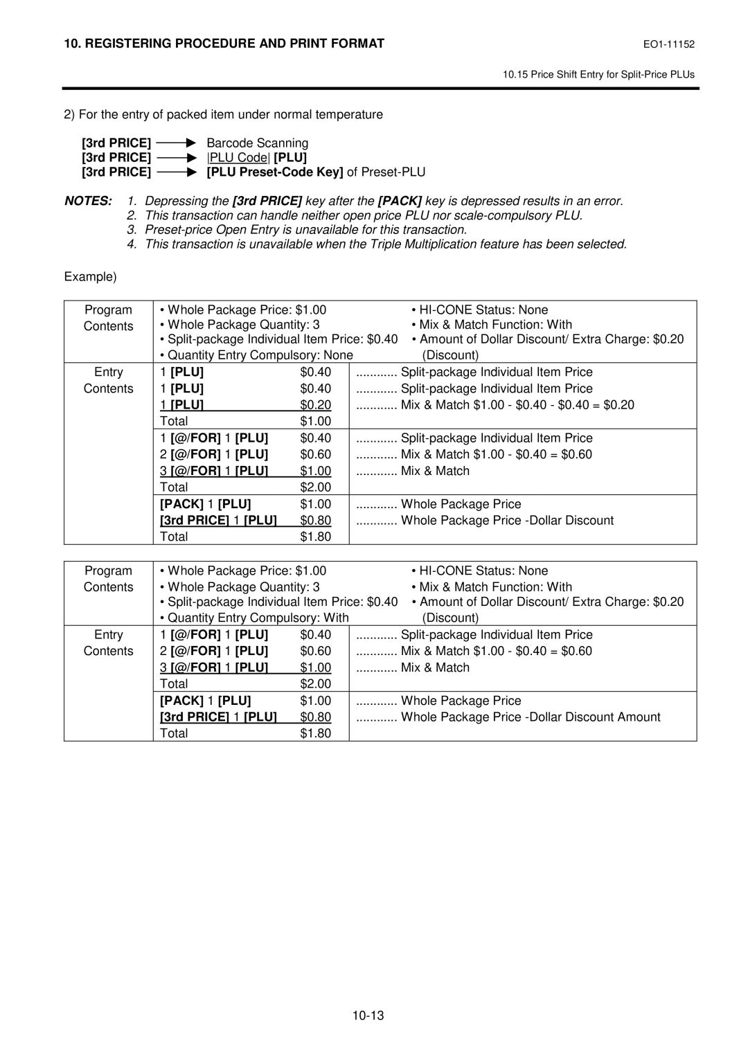 Toshiba MA-1595-1 owner manual @/FOR 1 PLU, Pack 1 PLU, 3rd Price 1 PLU 