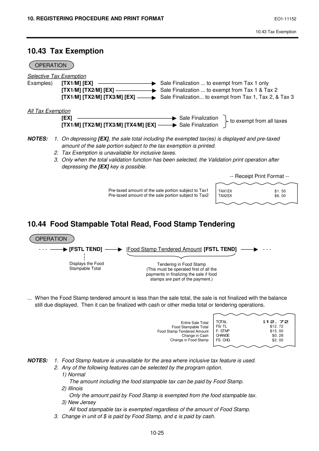 Toshiba MA-1595-1 owner manual Tax Exemption, Food Stampable Total Read, Food Stamp Tendering, Fstl Tend 