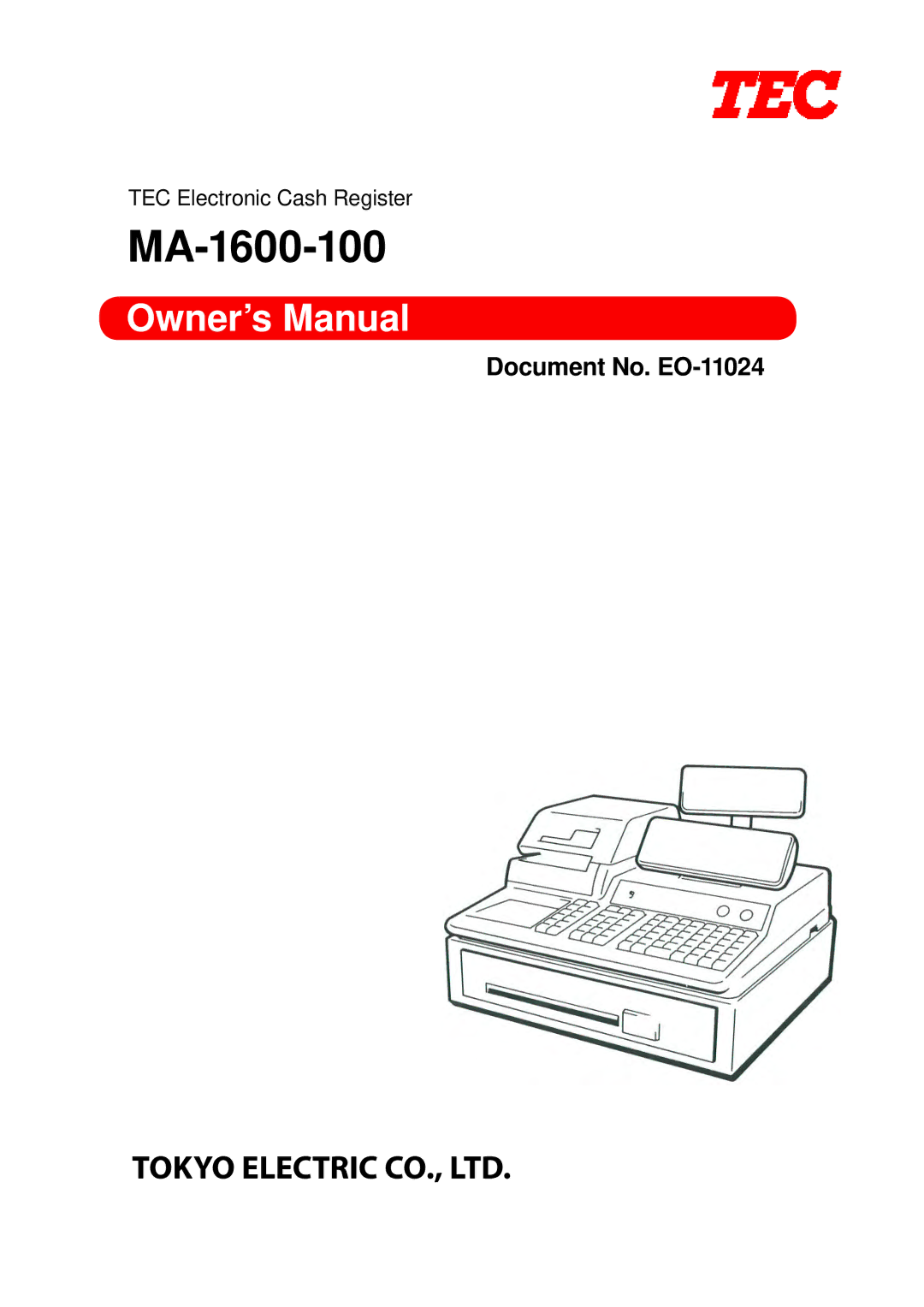 Toshiba EO-11024 owner manual MA-1600-100 