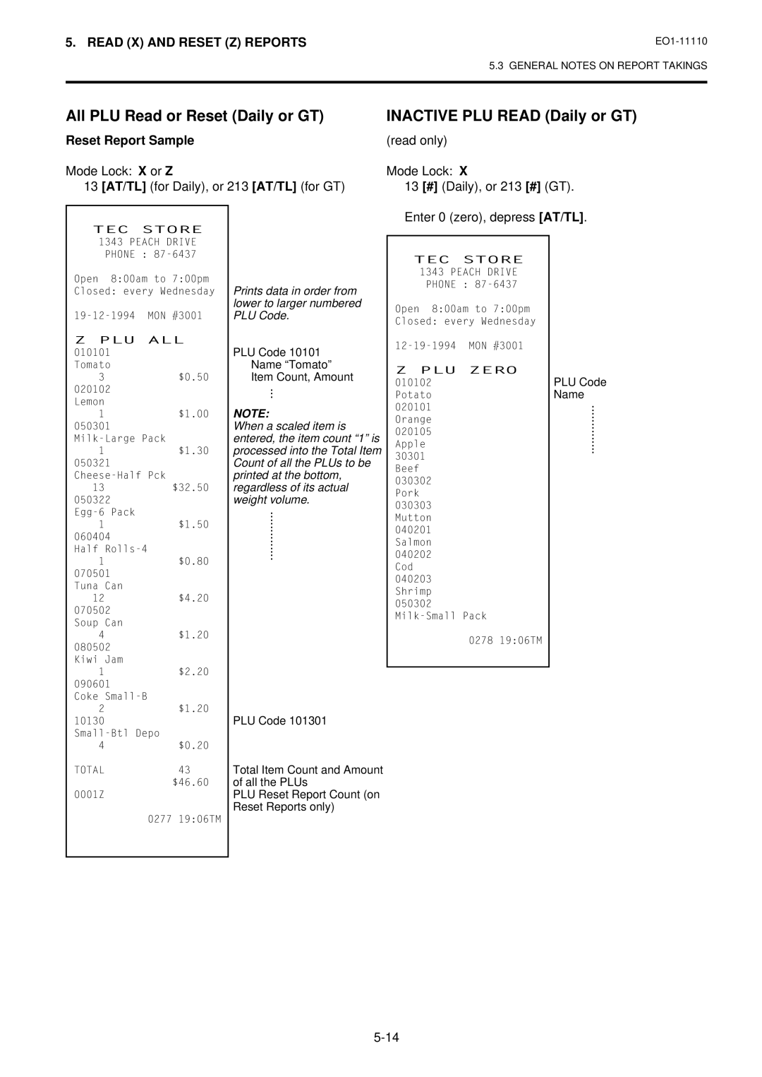 Toshiba MA-1650-4 owner manual Prints data in order from lower to larger numbered PLU Code 