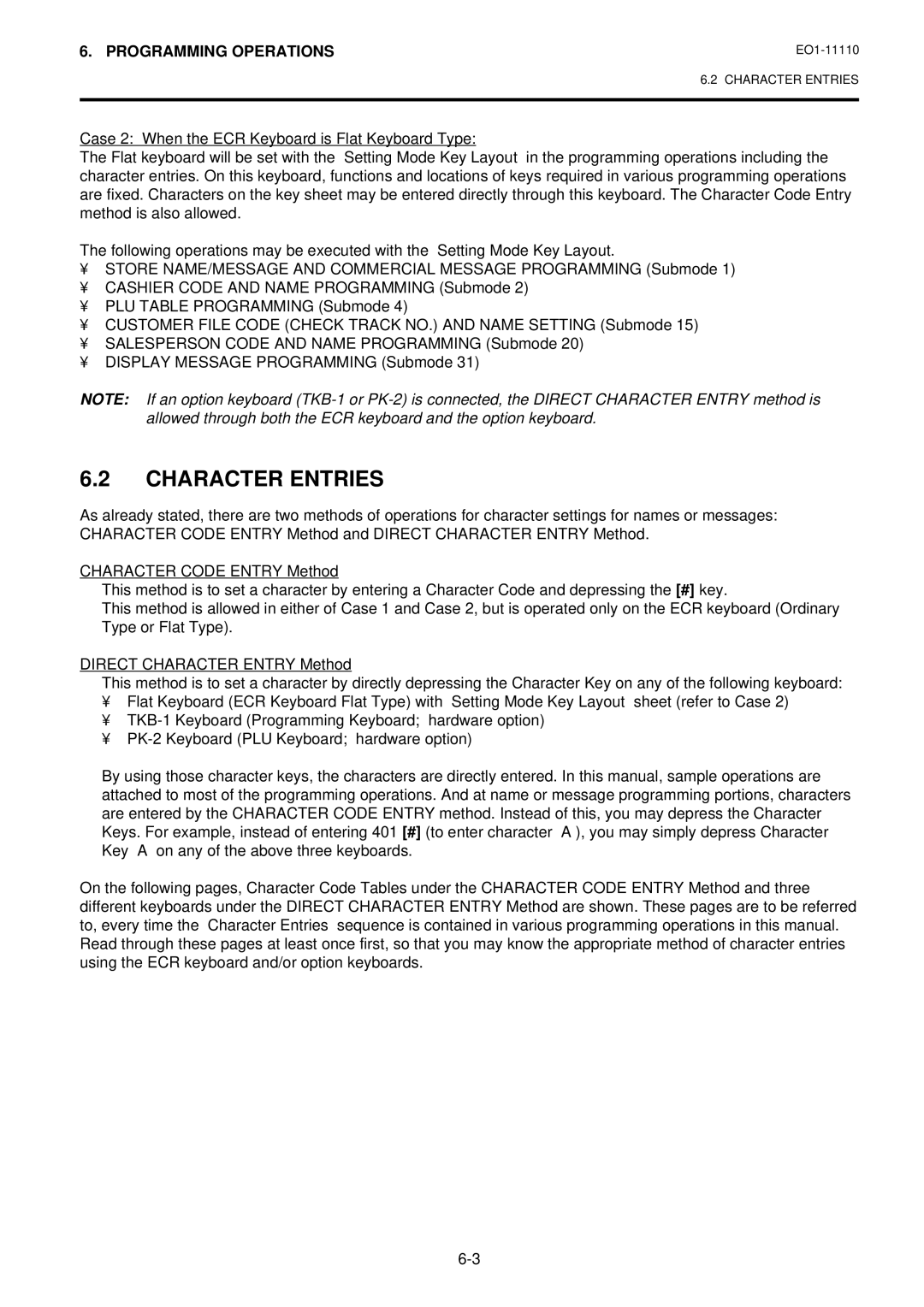 Toshiba MA-1650-4 owner manual Character Entries 