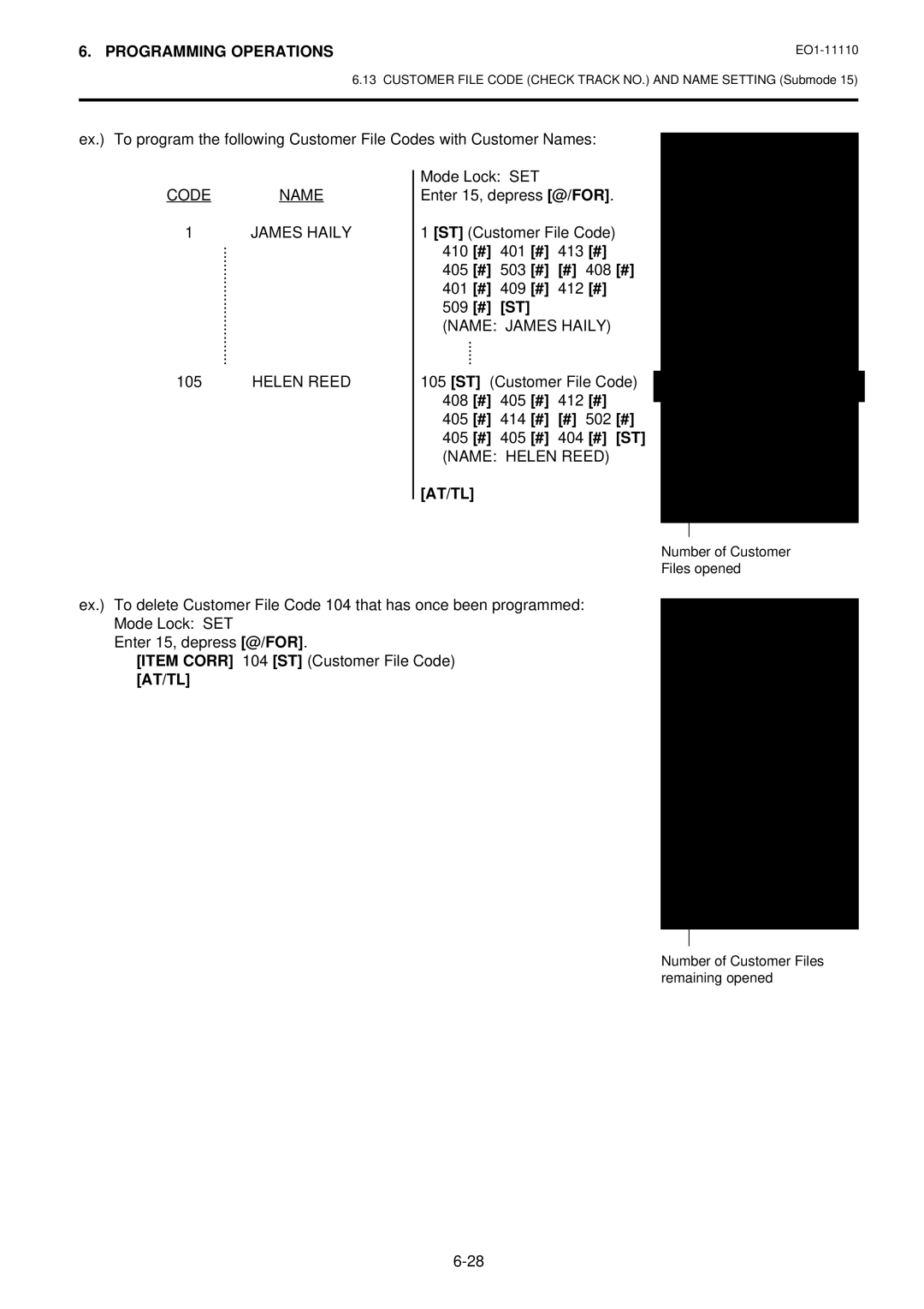 Toshiba MA-1650-4 owner manual Code Name James Haily Helen Reed, ST Customer File Code 408 # 405 # 412 #, Name Helen Reed 