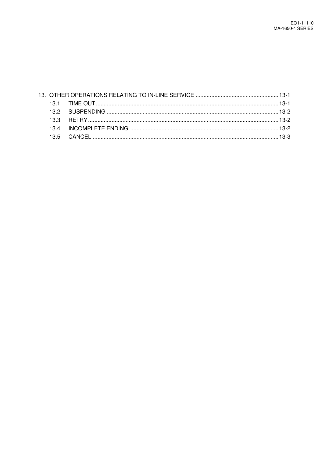 Toshiba MA-1650-4 owner manual Other Operations Relating to IN-LINE Service 