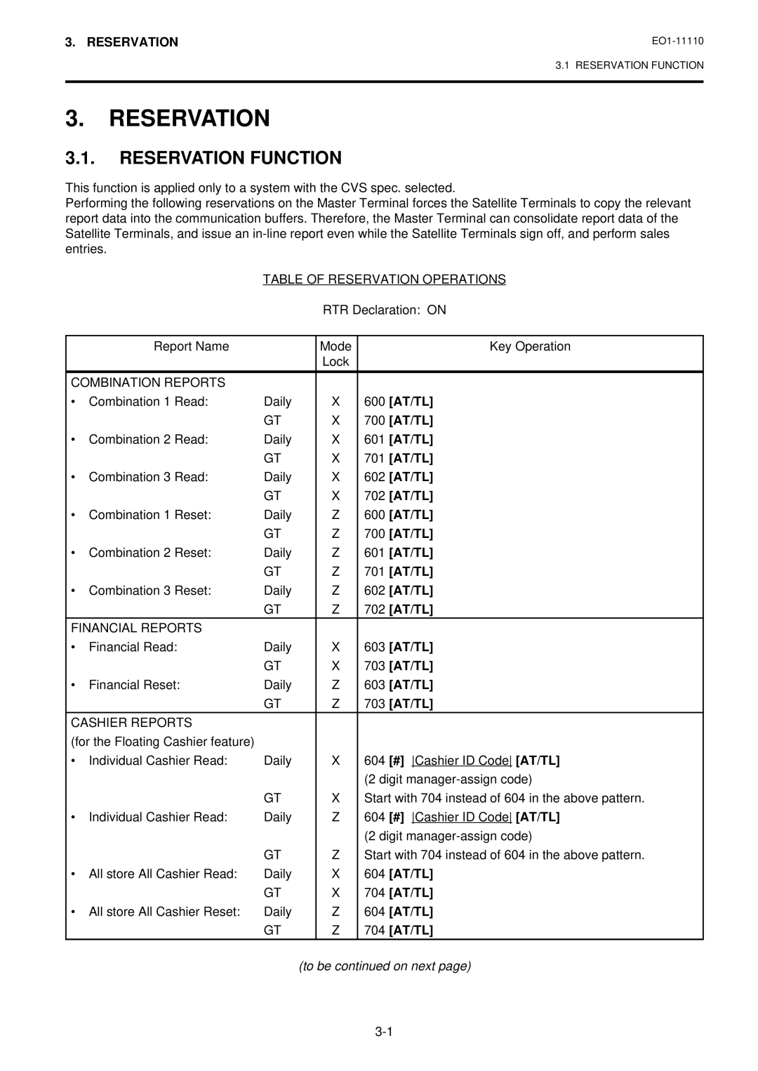 Toshiba MA-1650-4 owner manual Reservation Function, To be on next 