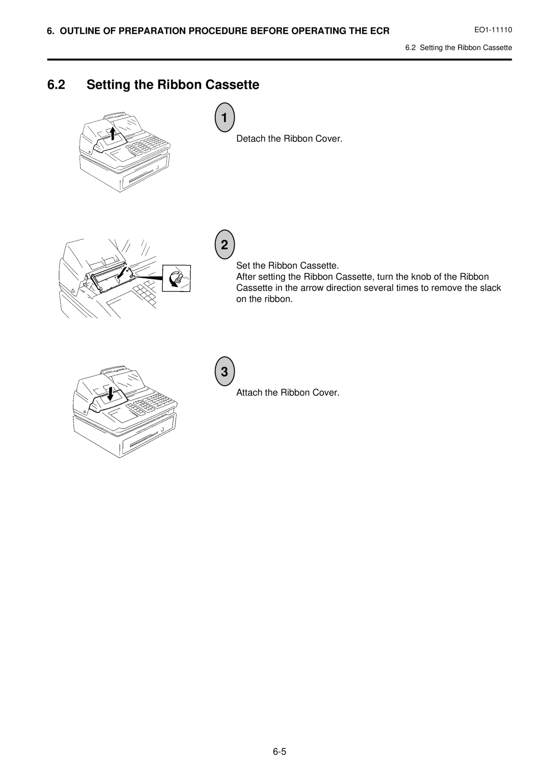 Toshiba MA-1650-4 owner manual Setting the Ribbon Cassette 