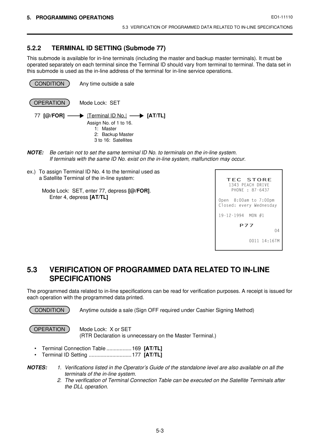 Toshiba MA-1650-4 owner manual Terminal ID Setting Submode, 77 @/FOR Terminal ID No. AT/TL, 177 