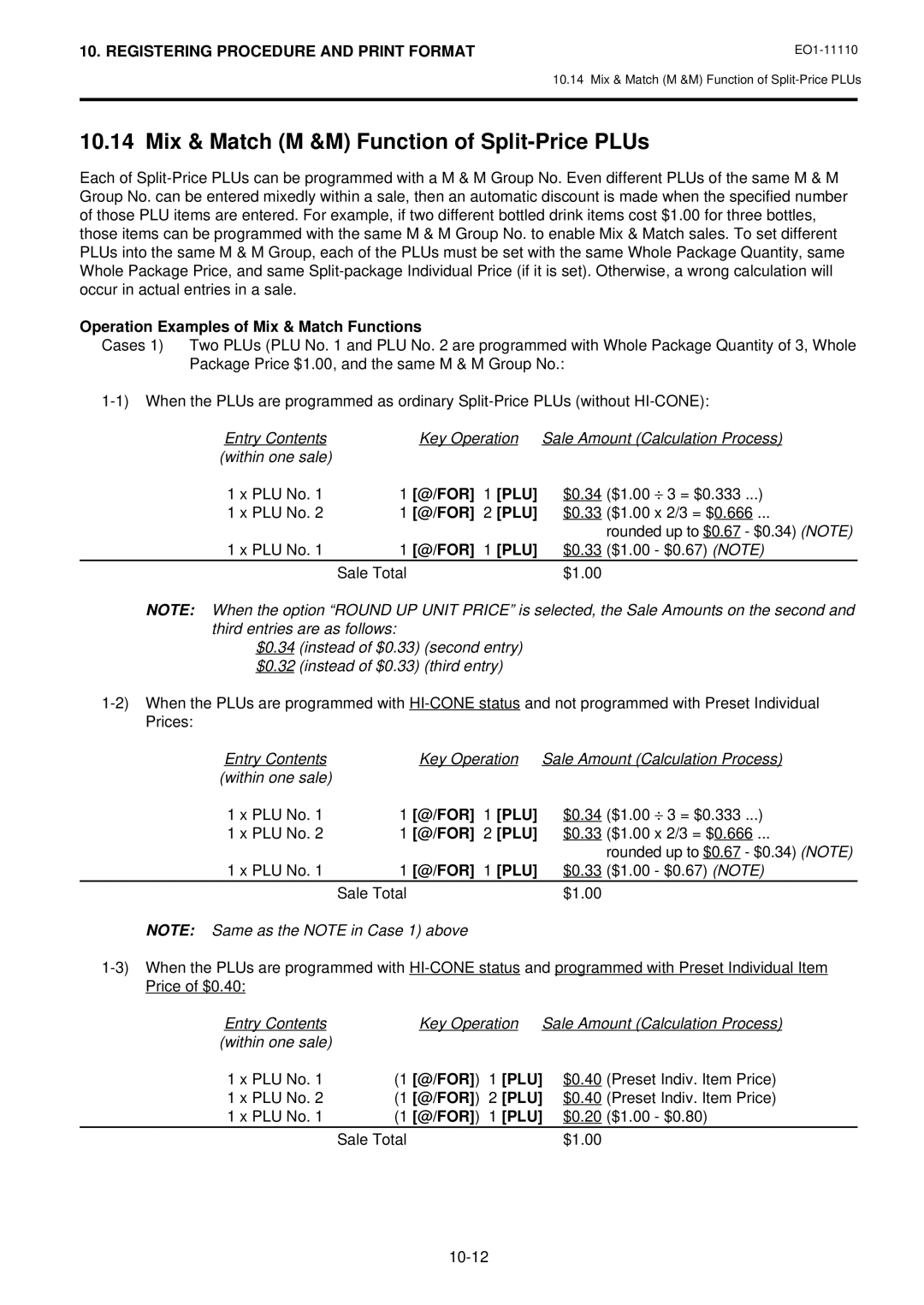 Toshiba MA-1650-4 owner manual Mix & Match M &M Function of Split-Price PLUs, Operation Examples of Mix & Match Functions 