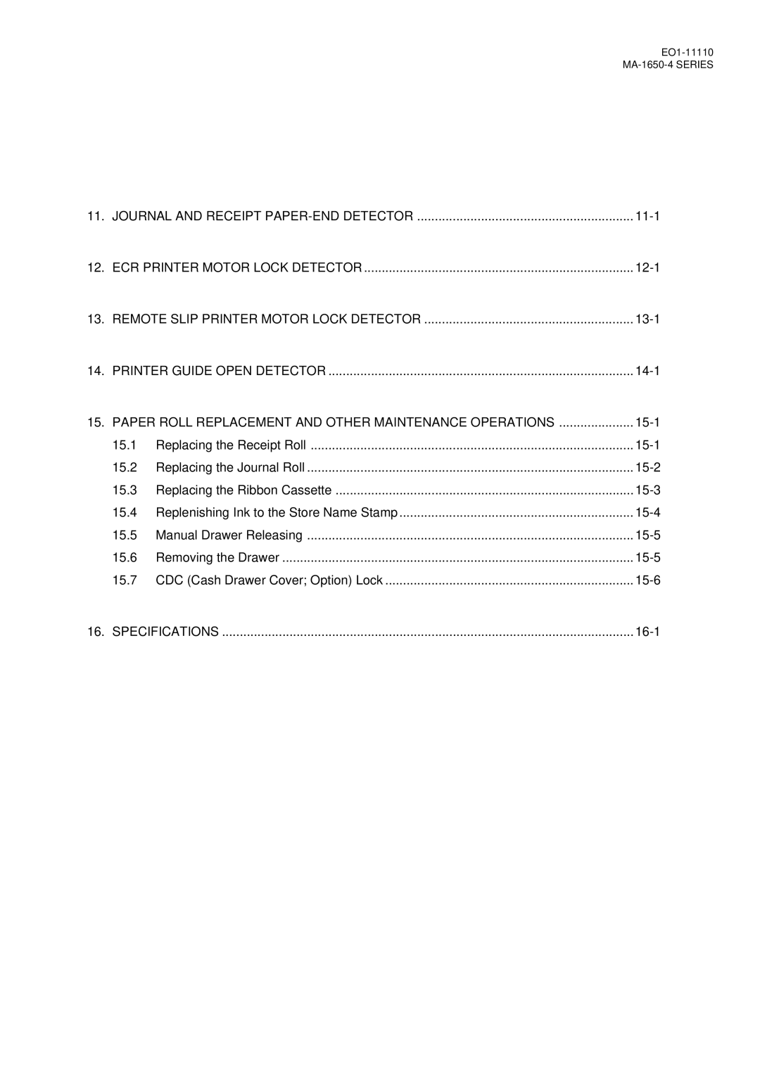 Toshiba MA-1650-4 owner manual Paper Roll Replacement and Other Maintenance Operations 