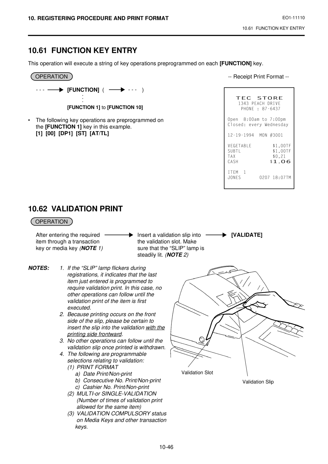 Toshiba MA-1650-4 owner manual Function KEY Entry, Validation Print, 00 DP1 ST AT/TL Function key, Validate 