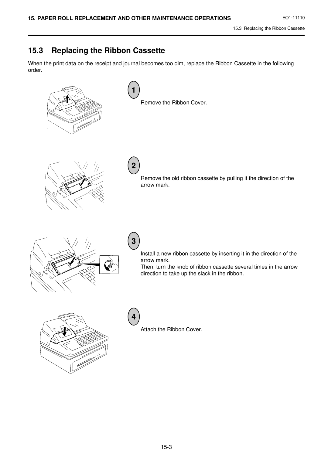 Toshiba MA-1650-4 owner manual Replacing the Ribbon Cassette 