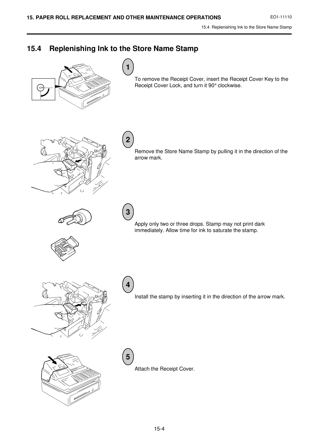 Toshiba MA-1650-4 owner manual Replenishing Ink to the Store Name Stamp 