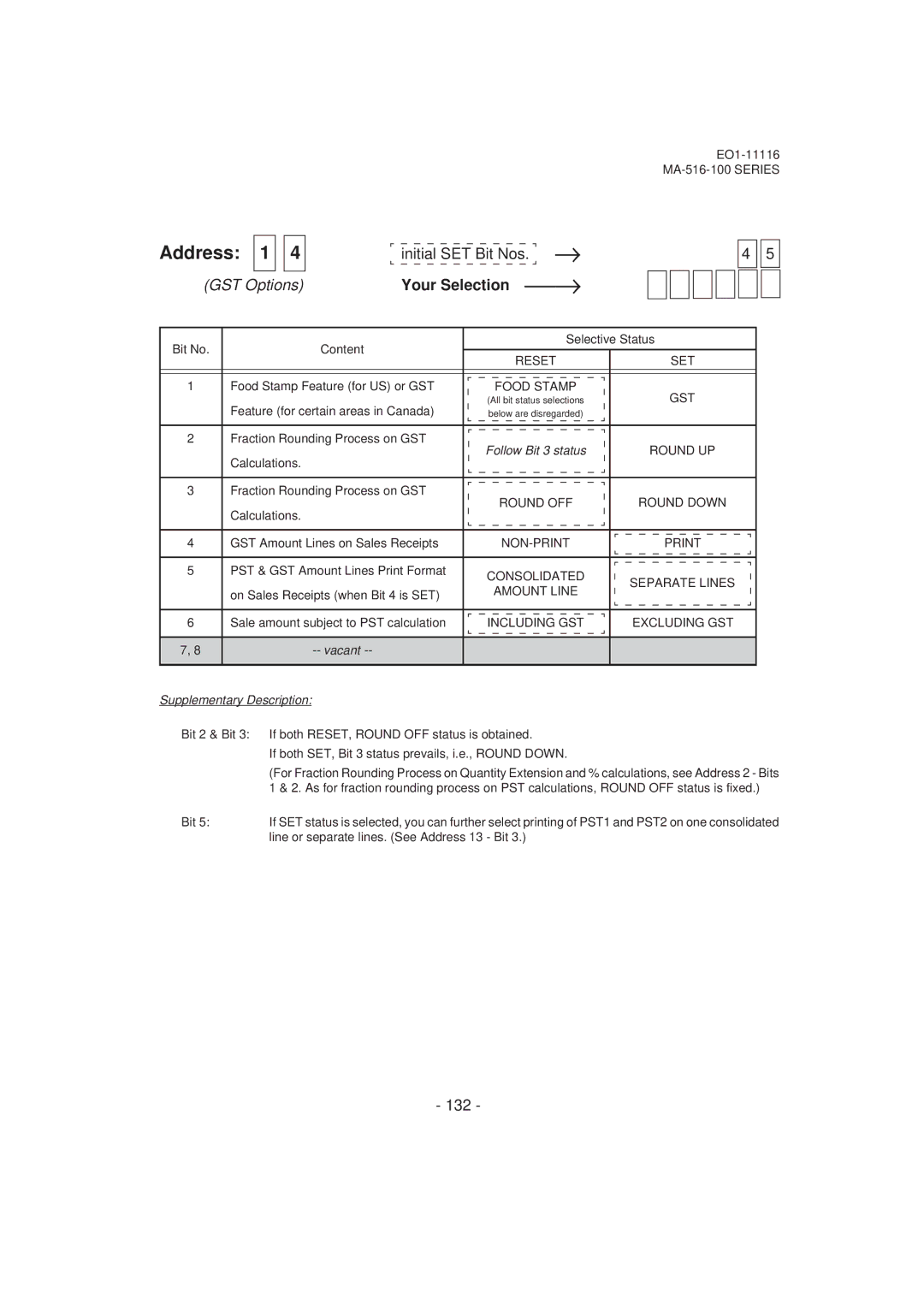 Toshiba MA-516-100 owner manual Address 1, 132 