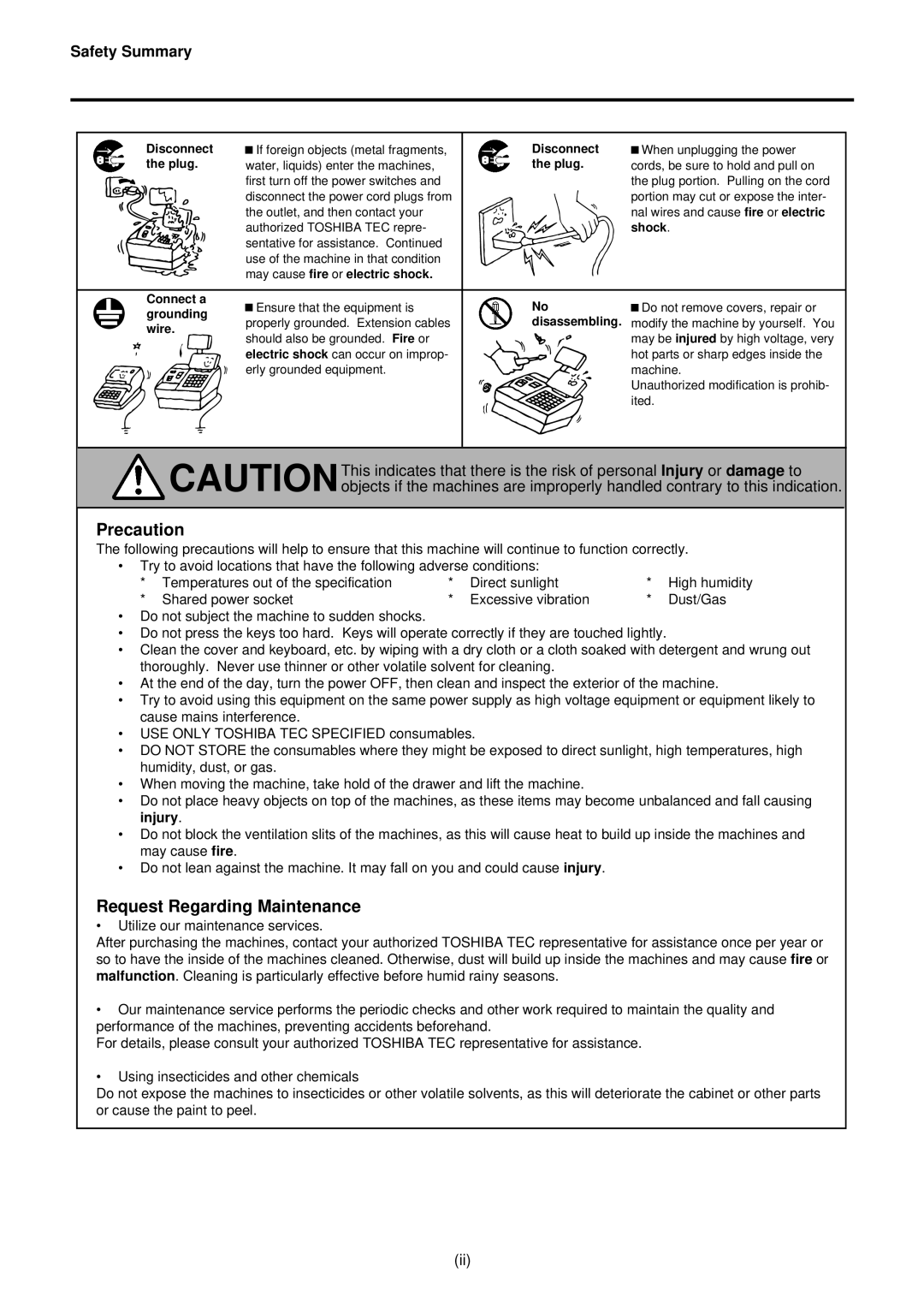 Toshiba MA-516-100 owner manual May cause fire or electric shock Connect a, Grounding, Wire 