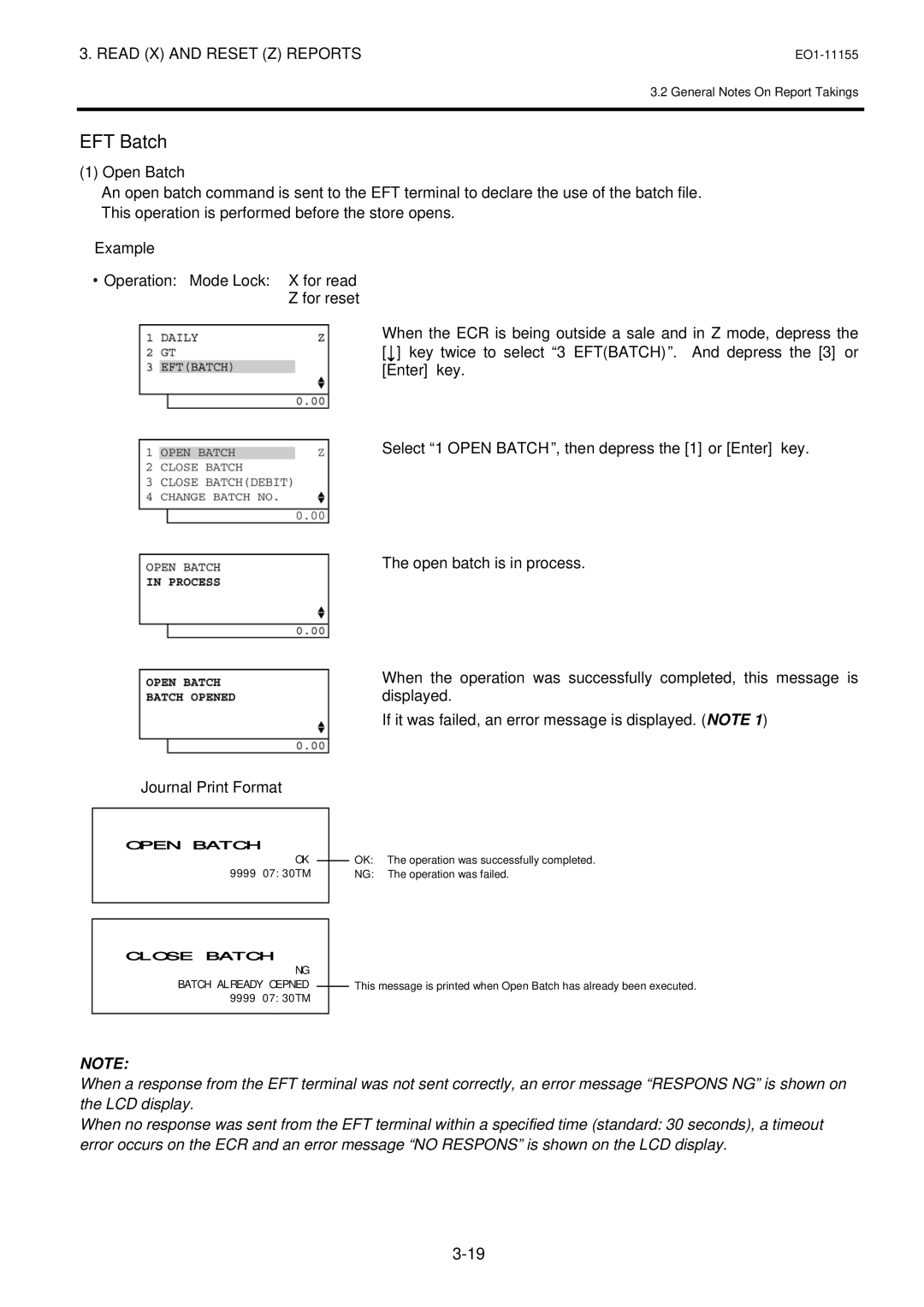 Toshiba MA-600-1 owner manual EFT Batch, Example 