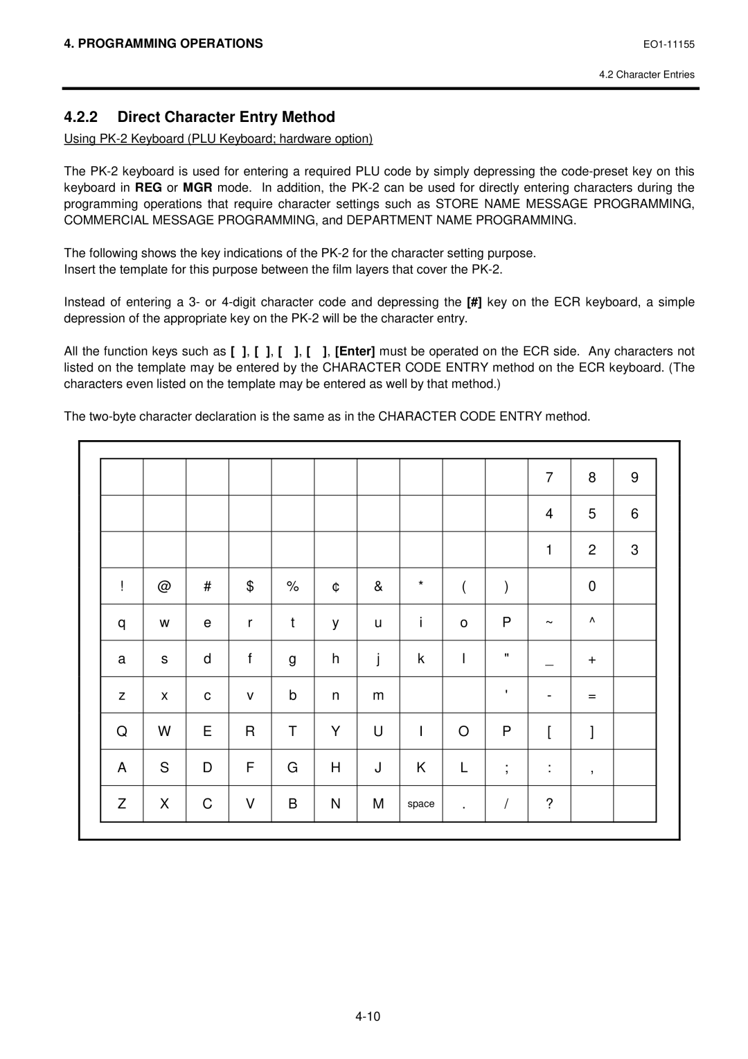 Toshiba MA-600-1 owner manual Direct Character Entry Method 