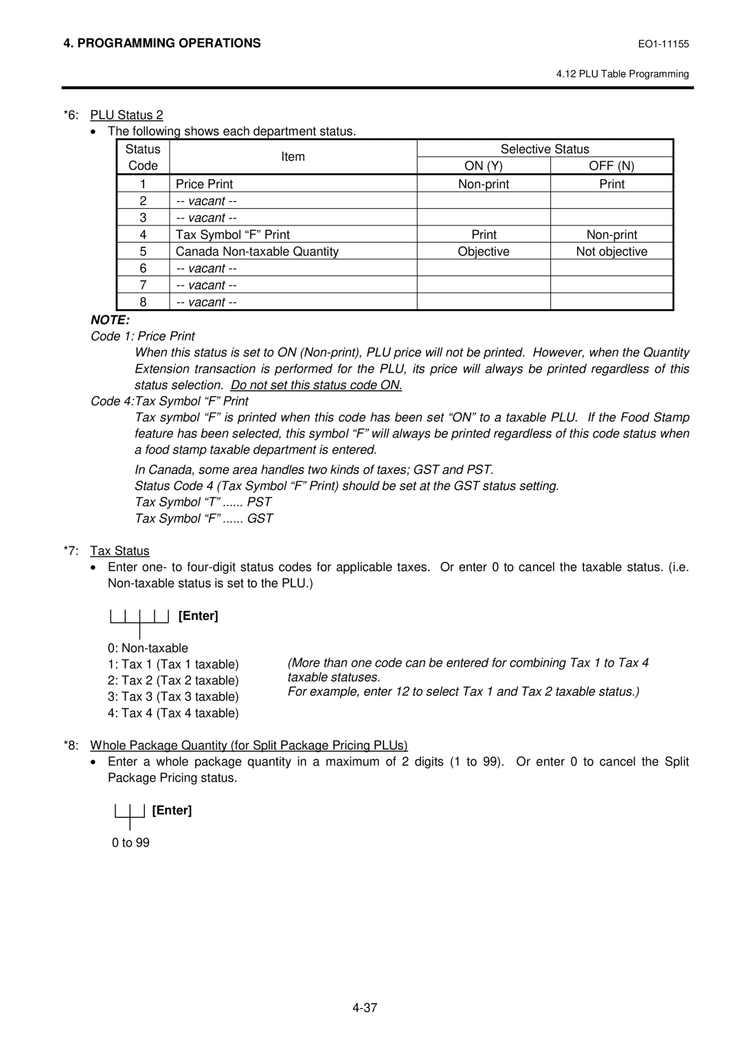 Toshiba MA-600-1 owner manual Price Print Non-print 