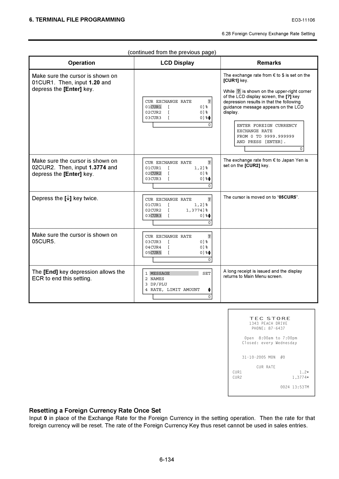 Toshiba MA-600 manual Resetting a Foreign Currency Rate Once Set 