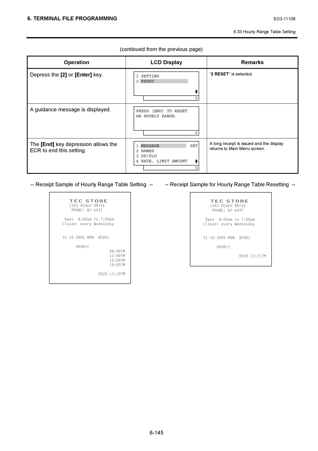 Toshiba MA-600 manual Reset is selected 