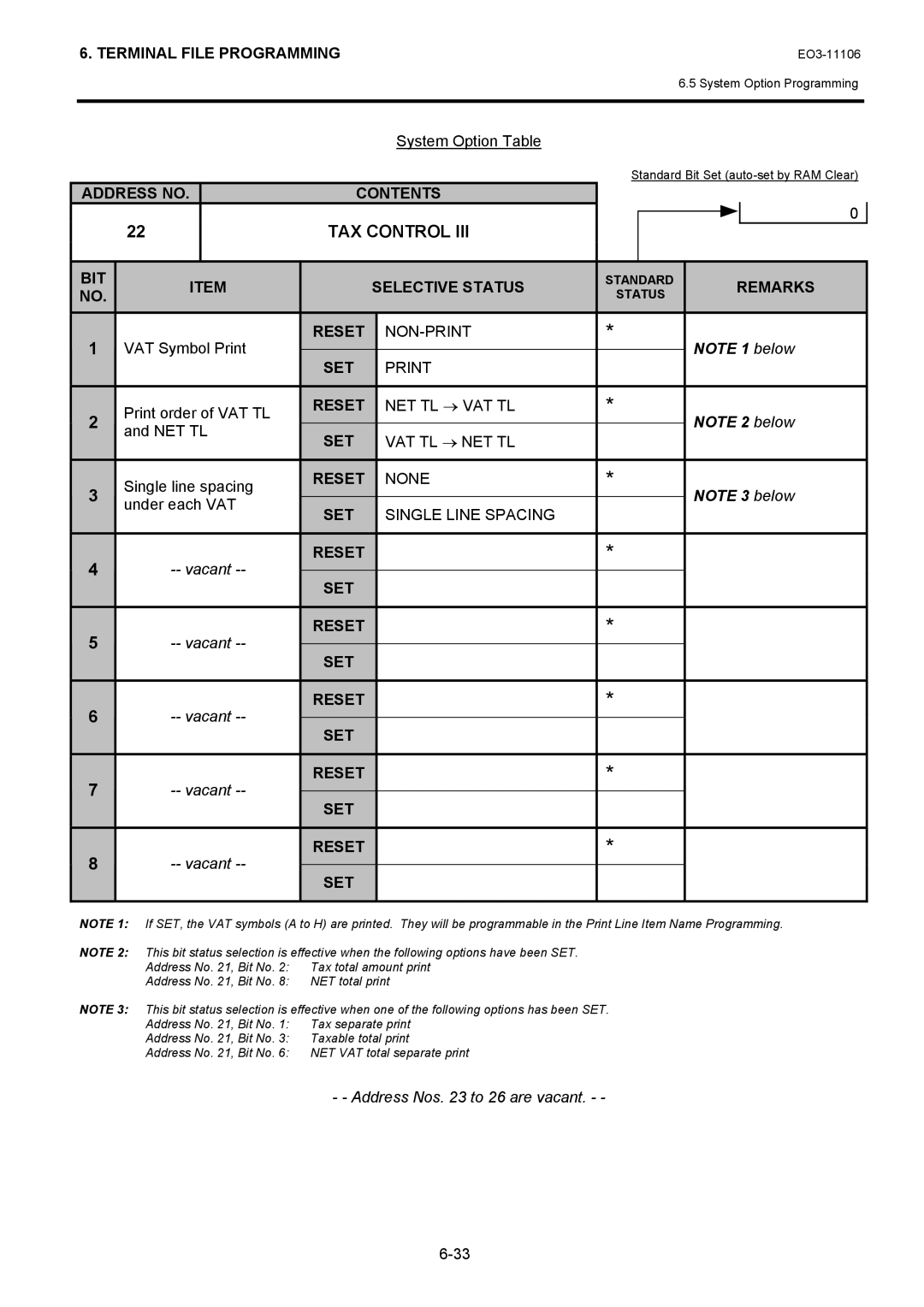 Toshiba MA-600 manual VAT Symbol Print, Print order of VAT TL, Net Tl, Single line spacing, Under each VAT 