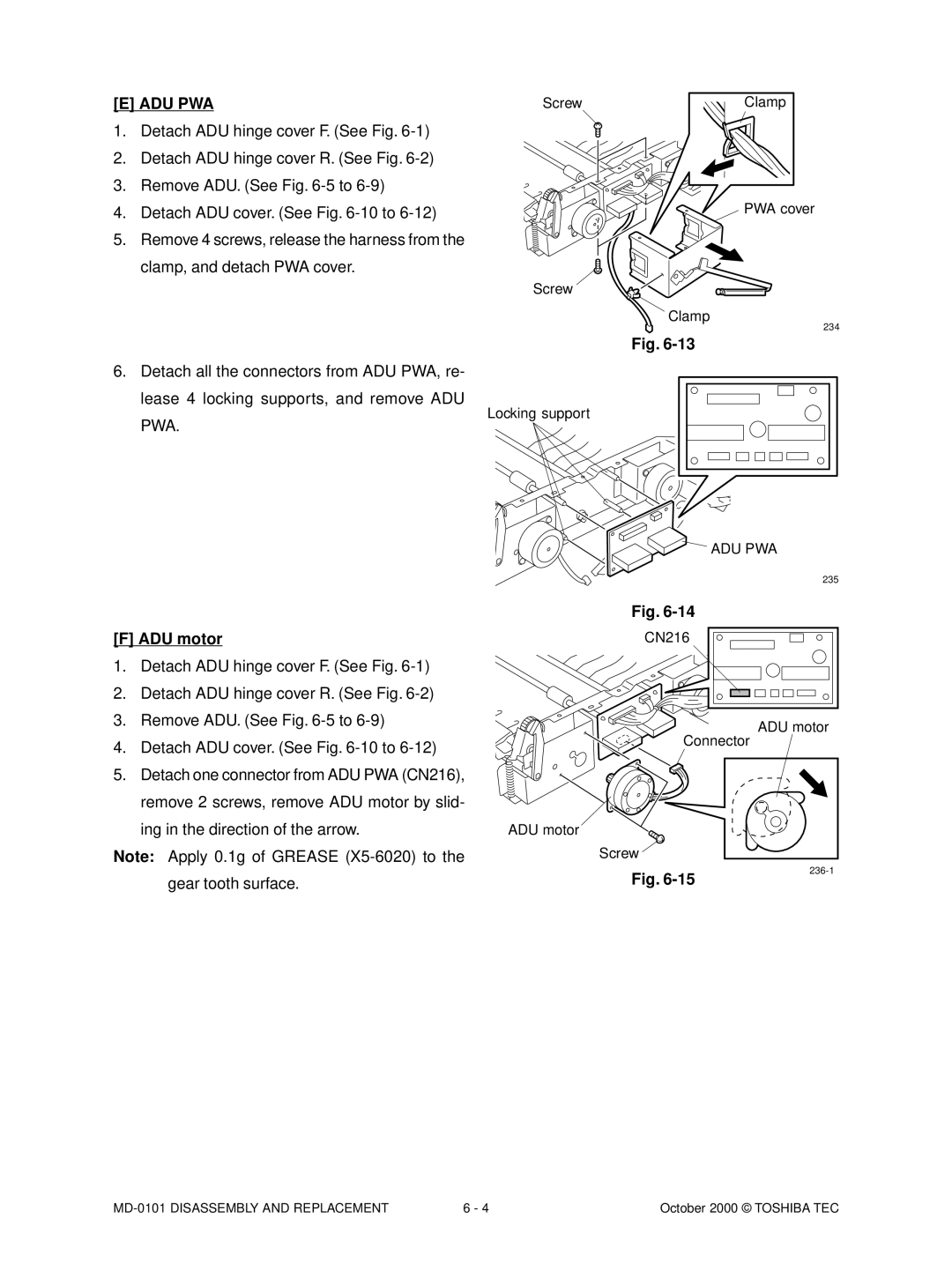 Toshiba MD-0101 manual Adu Pwa, ADU motor 