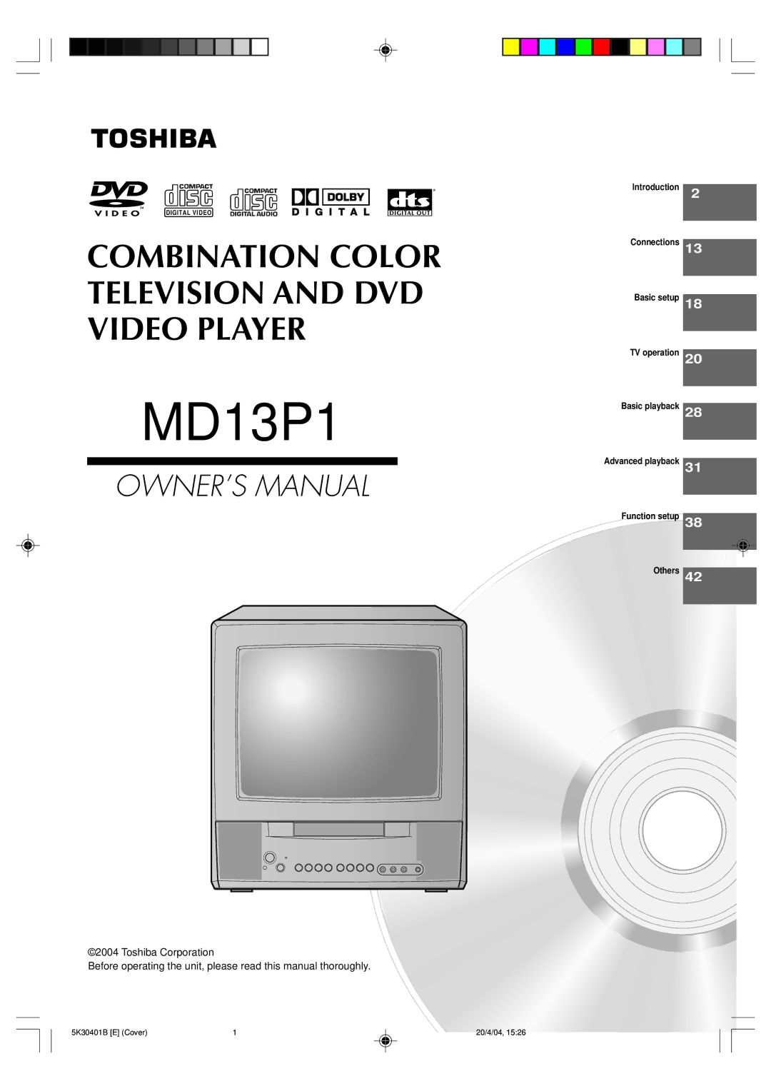 Toshiba MD13P1 owner manual 