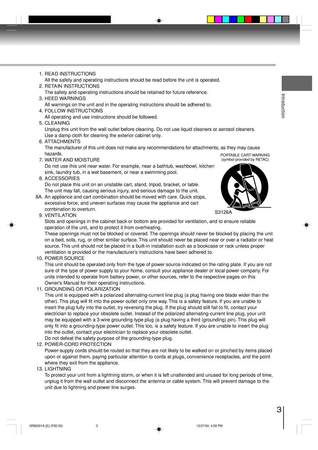 Toshiba MD13Q11 owner manual S3126A, Introduction 