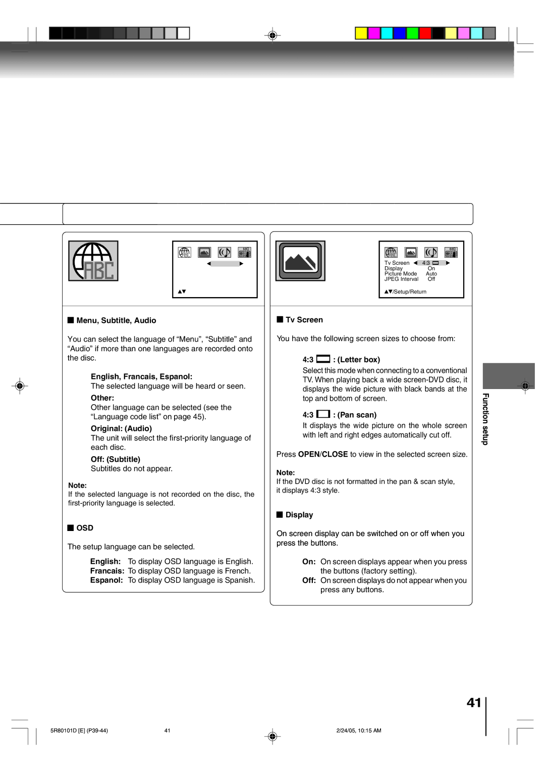 Toshiba MD20Q41, MD13Q41 owner manual Osd 