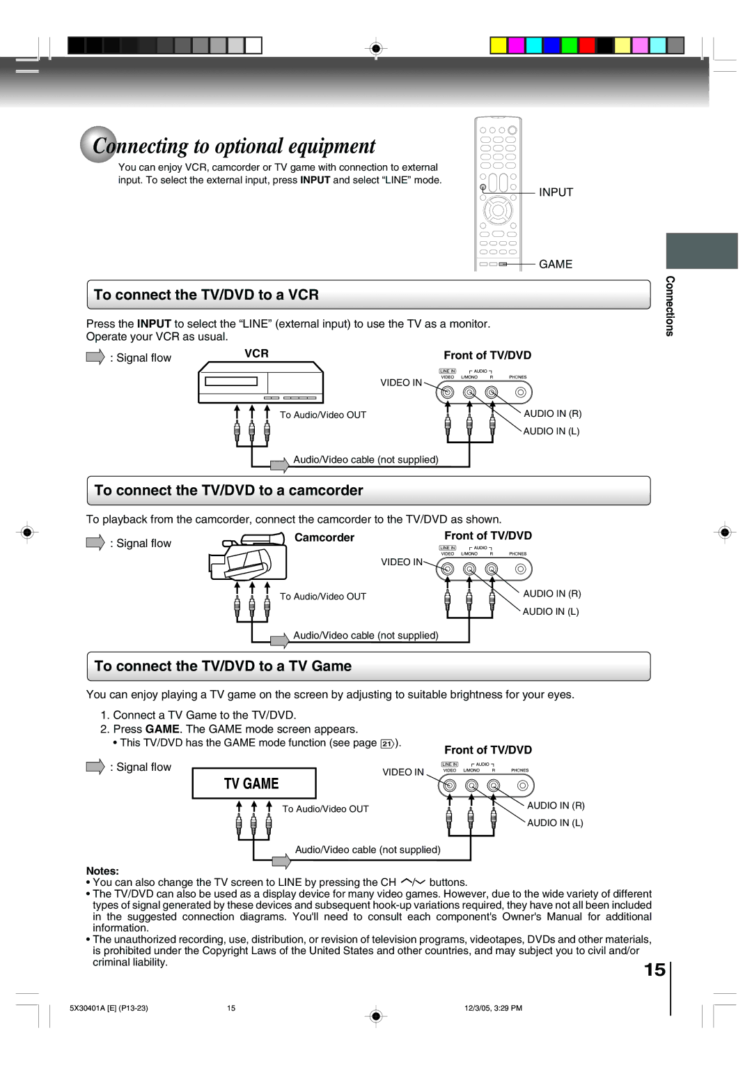 Toshiba MD20Q42, MD13Q42 owner manual Connecting to optional equipment, Camcorder 