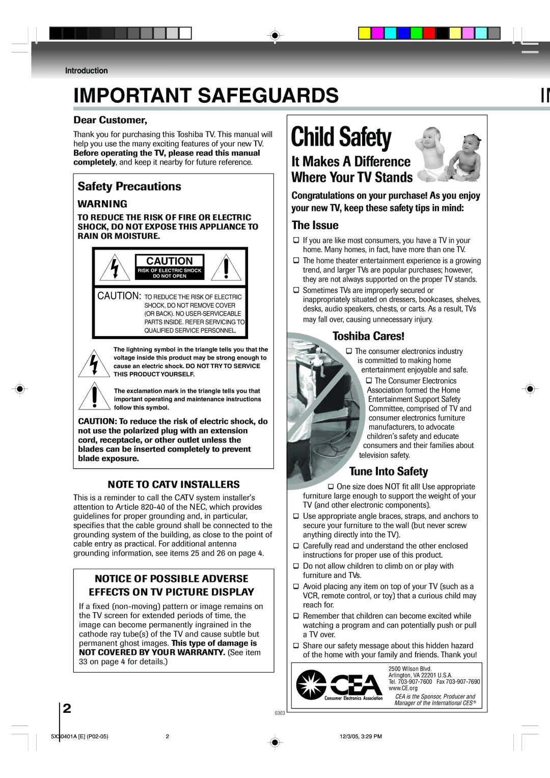 Toshiba MD13Q42, MD20Q42 owner manual Child Safety 