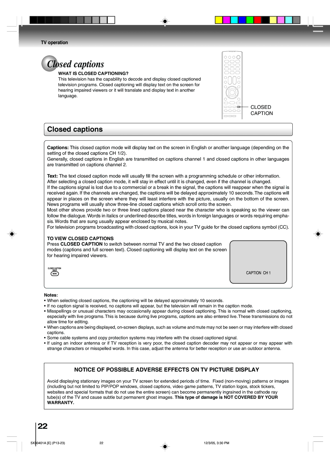 Toshiba MD13Q42, MD20Q42 owner manual Closed captions, What is Closed CAPTIONING?, To View Closed Captions, Warranty 