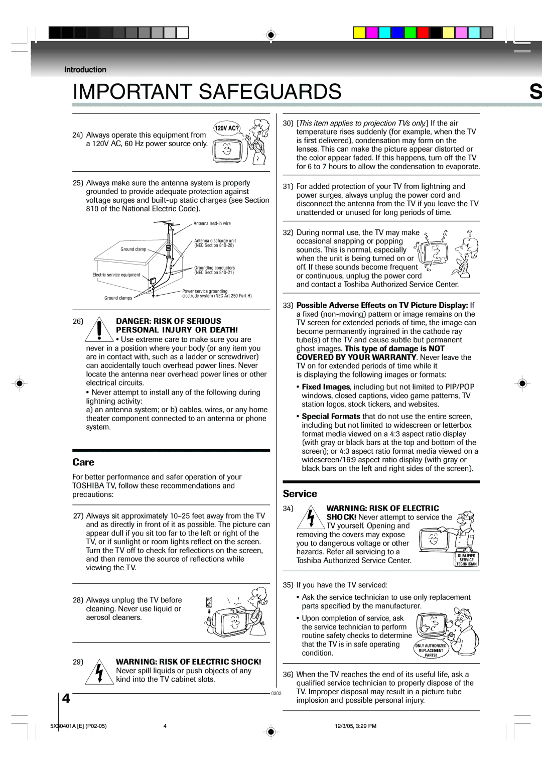 Toshiba MD13Q42, MD20Q42 owner manual Important Safeguards 