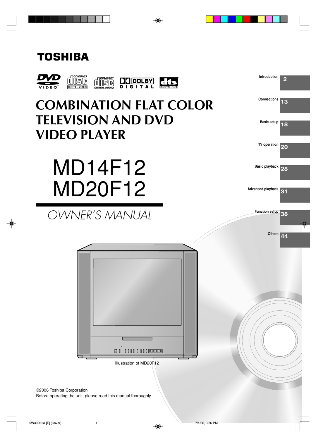 Toshiba owner manual MD14F12 MD20F12 