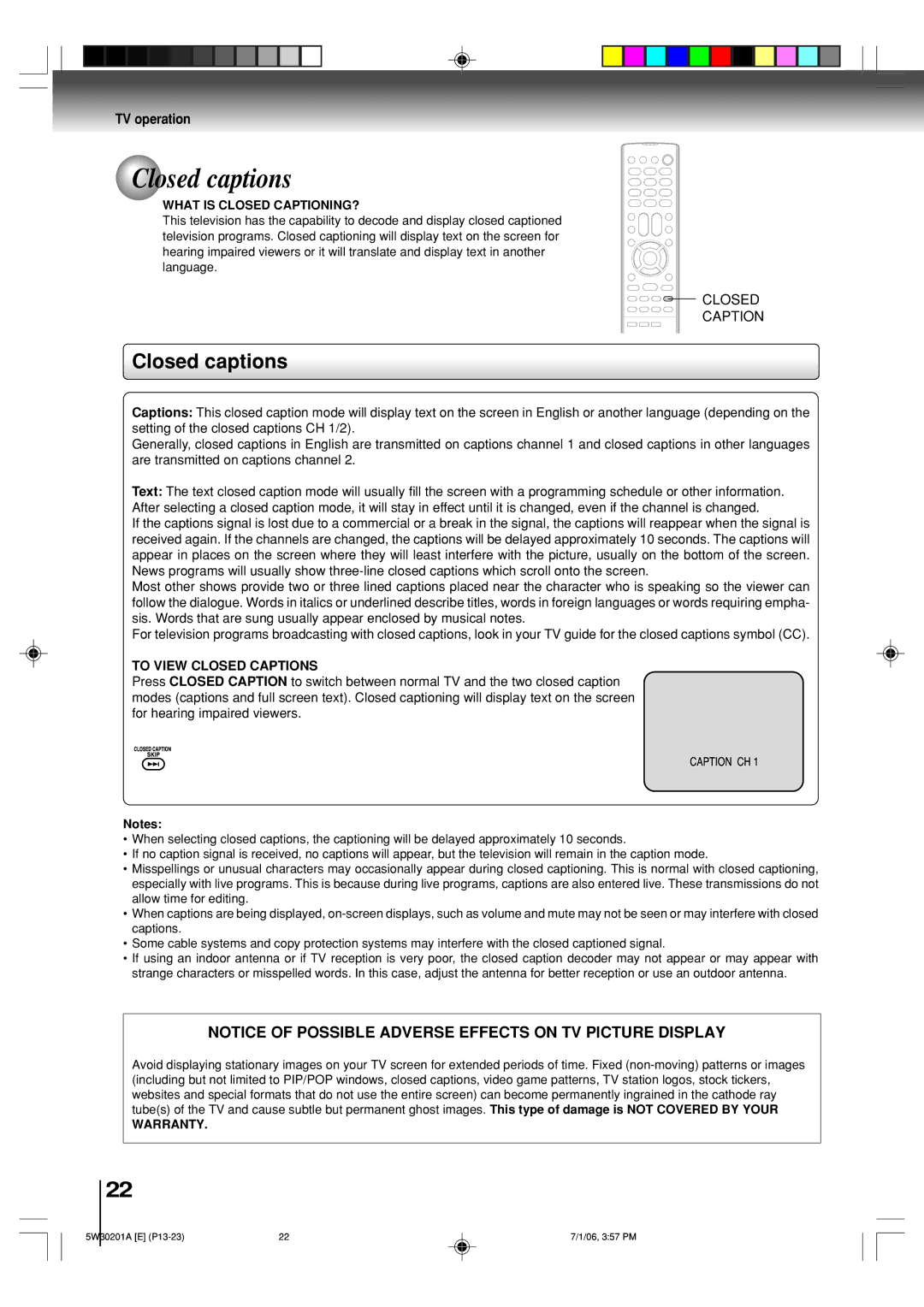 Toshiba MD14F12, MD20F12 owner manual Closed captions, What is Closed CAPTIONING?, To View Closed Captions, Warranty 