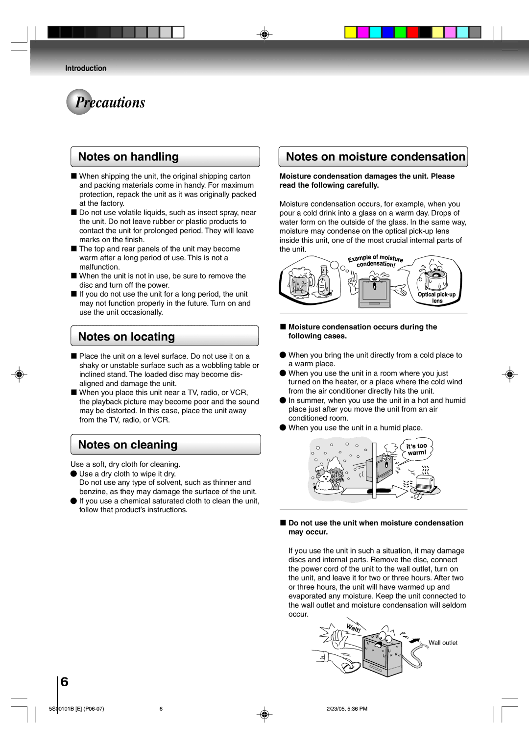 Toshiba MD14F51 owner manual Precautions, Unit 