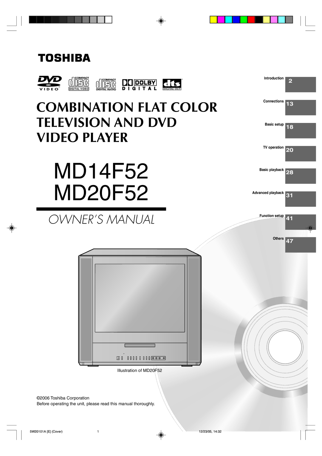 Toshiba owner manual MD14F52 MD20F52 