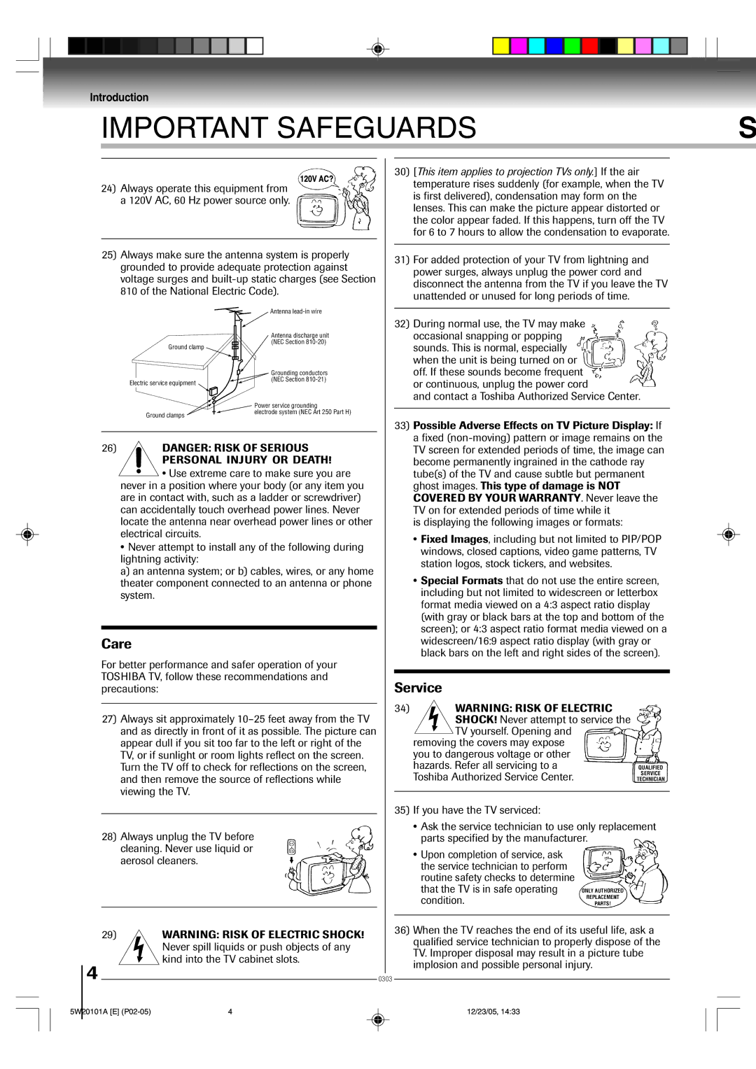 Toshiba MD14F52, MD20F52 owner manual Important Safeguards 