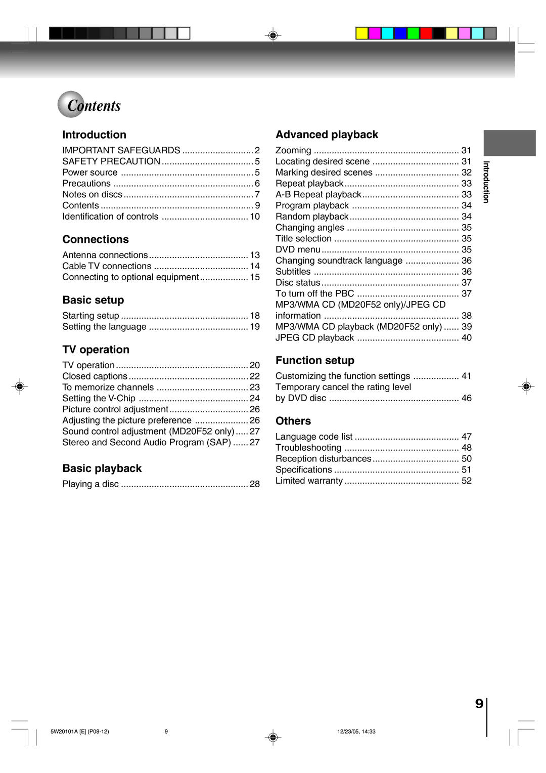 Toshiba MD20F52, MD14F52 owner manual Contents 