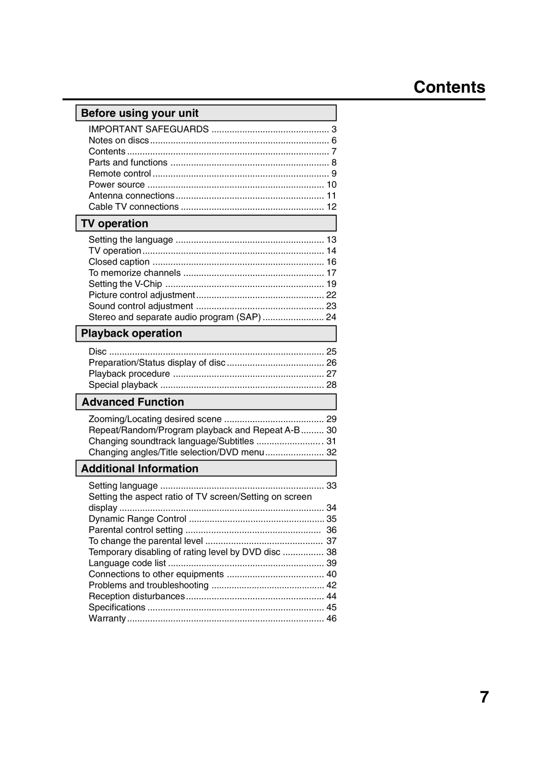 Toshiba MD20FN1/R owner manual Contents 